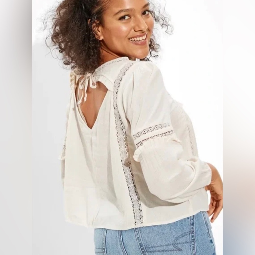 American Eagle AE High-Neck Babydoll Blouse